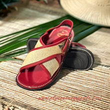 Load image into Gallery viewer, Trenza de Palma Tejido Extra Fino Huarache Forrado en Piel Roja