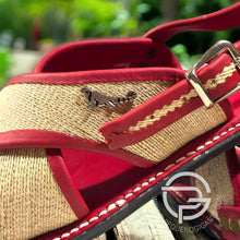 Load image into Gallery viewer, Trenza de Palma Tejido Extra Fino Huarache Forrado en Piel Roja