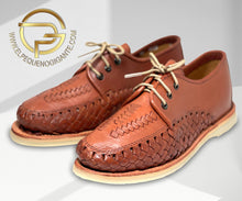 Cargar imagen en el visor de la galería, Mens Mexican Laces Leather Handmade Mexican Huarache Slip On Brown Leather Zapato con agujeta Hombre Huarache de Piel Mexicano