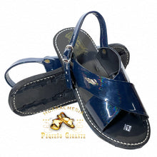 Load image into Gallery viewer, Huarache Mexicano Azul Marino de Charol Cruzado