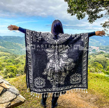 Cargar imagen en el visor de la galería, Unisex Mexican Poncho - One Size Plus Super Cozy Cowboy Cape - Sarape Wrap with Design on both sides