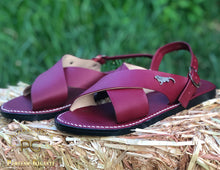 Load image into Gallery viewer, Vino Burgundy Huarache Cruzado de Piel