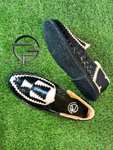 Load image into Gallery viewer, Men’s 2 tone Natural Black Leather Mexican Slip on Shoe - Huarache Mexicano | Sahuayo Michoacán