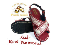Load image into Gallery viewer, Burgundy Diamond Niño Huarache Bordado Suela de Llanta Nueva