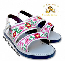 Load image into Gallery viewer, Huarache Bordado Dos Correas Piel Blanca