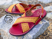 Load image into Gallery viewer, Rubik Bordado Dorado Huarache Mexicano Cruzado en Piel