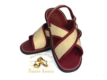 Load image into Gallery viewer, Trenza de Palma Tejido Extra Fino Huarache Forrado en Piel Roja