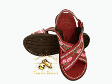 Load image into Gallery viewer, Huarache Burgundy Roses Borde Blanco
