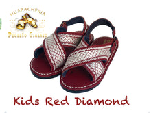 Load image into Gallery viewer, Burgundy Diamond Niño Huarache Bordado Suela de Llanta Nueva