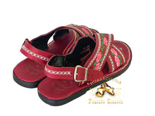 Load image into Gallery viewer, Huarache Burgundy Roses Borde Blanco