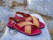 Load image into Gallery viewer, Rubik Bordado Dorado Huarache Mexicano Cruzado en Piel