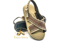 Cargar imagen en el visor de la galería, Brown Diamond Niño Huarache Bordado Suela de Llanta Nueva