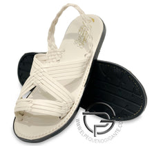 Load image into Gallery viewer, Tejido de Araña Blanco de Piel - Men's Huarache Artesanal Mexicano