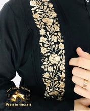Load image into Gallery viewer, Guayabera N/Dorado San Antonio MC | Mexican Embroidered Black SS