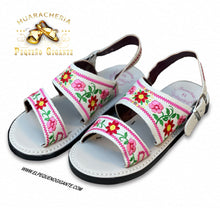 Load image into Gallery viewer, Huarache Bordado Dos Correas Piel Blanca
