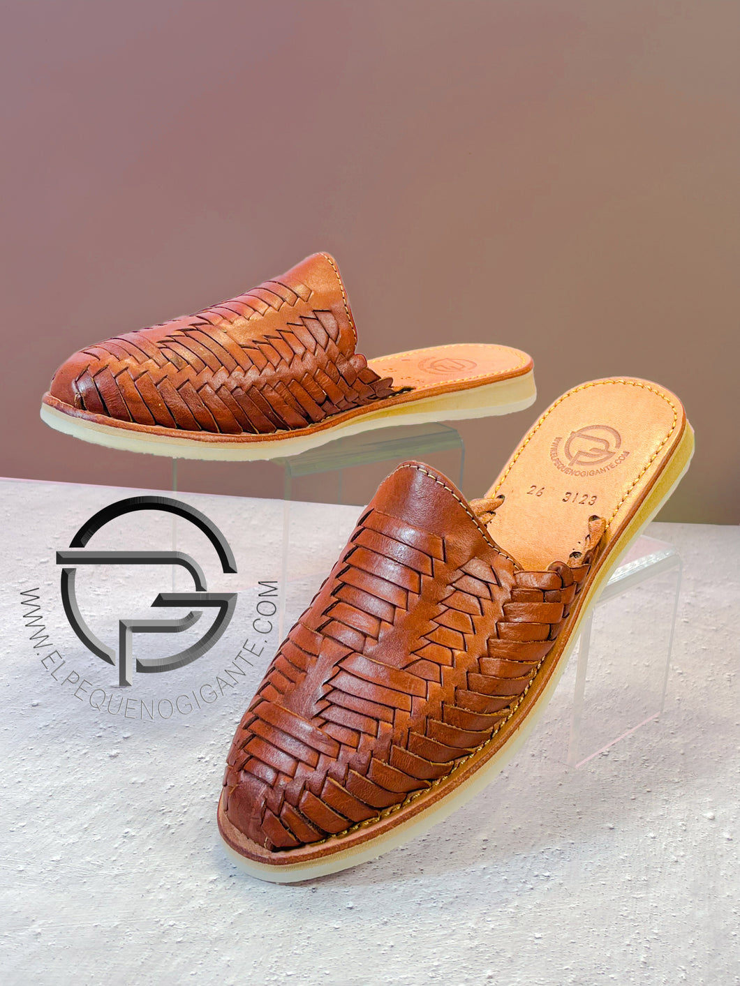 Slip On Womens Leather Walnut Huarache Tejido Artesanal Mexicano