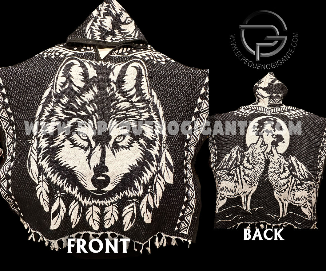 Gaban con Gorro (Jorongo) One Size Fit Plus Super Cozy Mexican Poncho Gaban with Hoodie Cowboy Cape