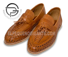 Load image into Gallery viewer, Mens Tassel Slip-On Brown Shoes Handmade Mexican Huarache Leather Zapato para hombre Huarache de Piel Mexicano
