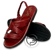 Load image into Gallery viewer, Tejido de Araña Piel Rojo Sangre - Men&#39;s Huarache Artesanal Mexicano
