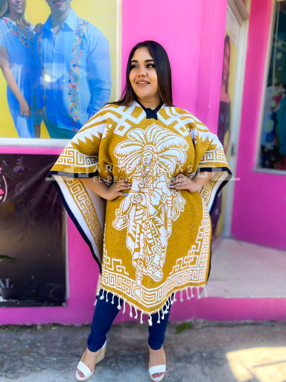 Unisex Mexican Poncho - One Size Plus Super Cozy Cowboy Cape - Sarape Wrap with Design on both sides buying