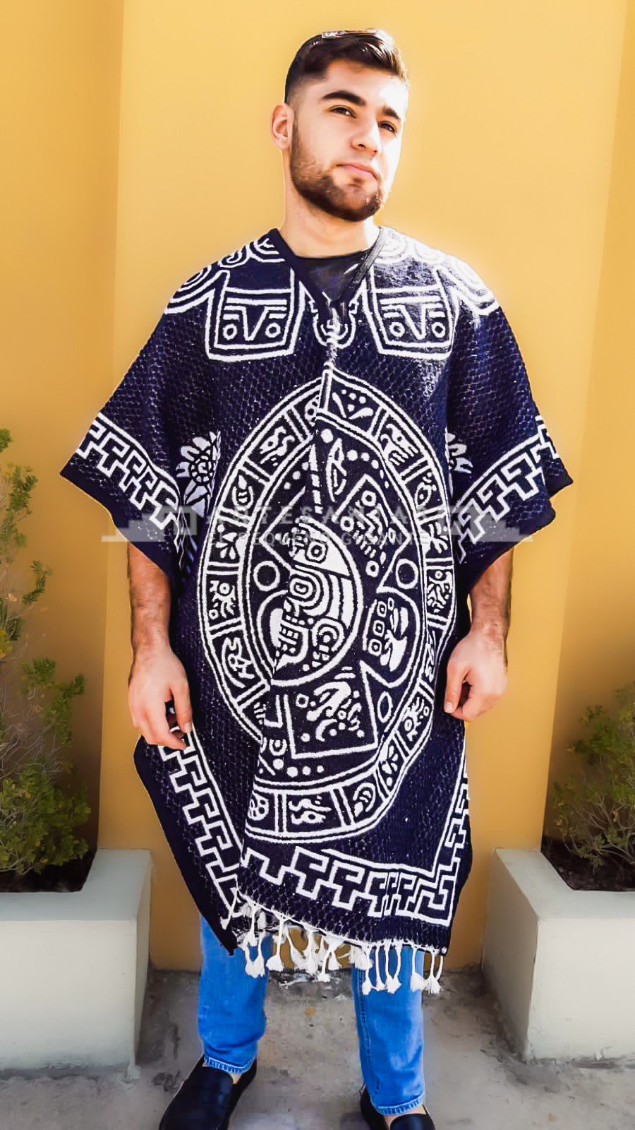 Unisex Mexican Poncho - One Size Plus Super Cozy Cowboy Cape - Sarape Wrap with Design on both sides buying