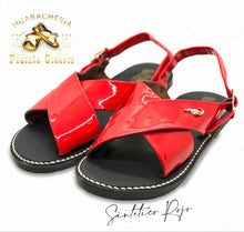 Load image into Gallery viewer, Huarache Mexicano Rojo de Charol Cruzado
