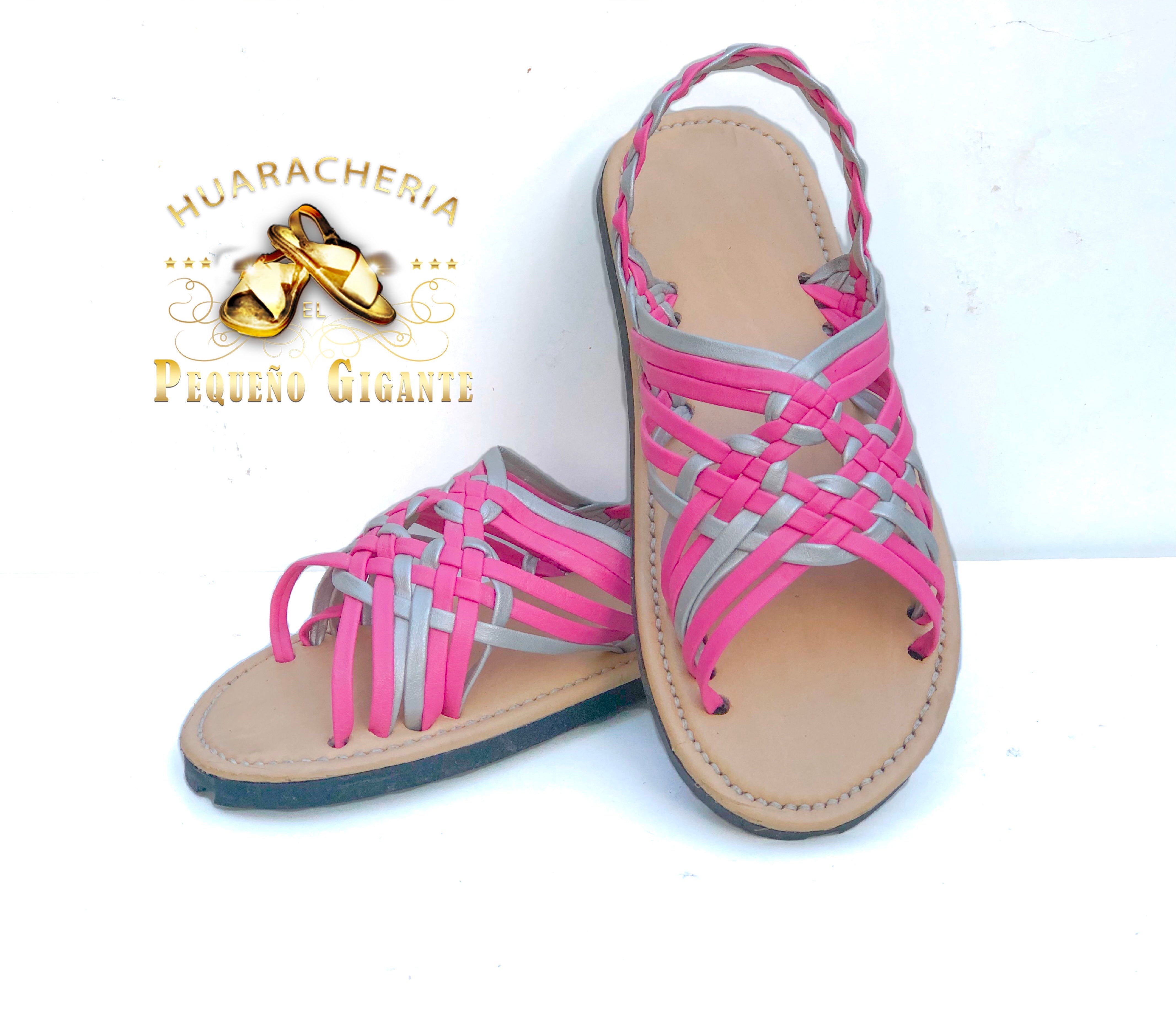 Tejido de Araña Rosa Gris Huarache Artesanal Mexicano