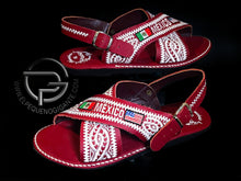 Cargar imagen en el visor de la galería, Mexico Americano Rojo Huarache Mexicano Bordado
