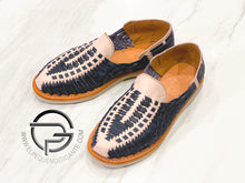 Cargar imagen en el visor de la galería, Natural Navy Blue Manta - Huarache Mexicano | Leather Mexican Shoe Sahuayo Michoacan
