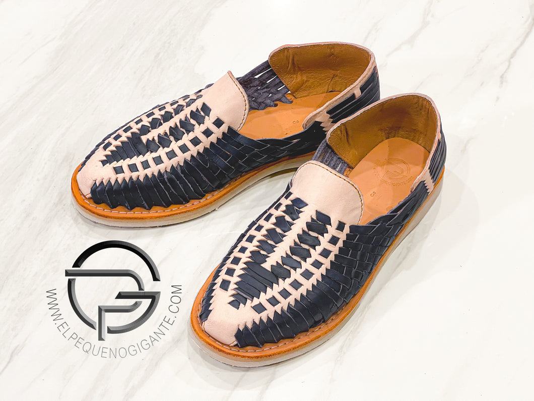 Natural Navy Blue Manta - Huarache Mexicano | Leather Mexican Shoe Sahuayo Michoacan