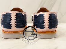 Cargar imagen en el visor de la galería, Natural Navy Blue Manta - Huarache Mexicano | Leather Mexican Shoe Sahuayo Michoacan
