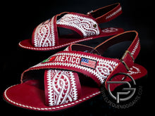 Cargar imagen en el visor de la galería, Mexico Americano Rojo Huarache Mexicano Bordado
