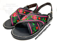 Load image into Gallery viewer, Rosa Ingrid Black Women Huarache Bordado en piel Negra
